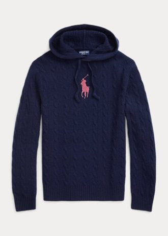 Marinblå Dam Ralph Lauren Rosa Pony Cable Cashmere Huvtröjor Marinblå Dam Ralph Lauren Rosa Pony Cable Cashmere Huvtröjor