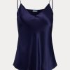 Marinblå dam Ralph Lauren Silk Camisole Toppar Marinblå dam Ralph Lauren Silk Camisole Toppar