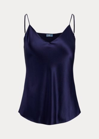Marinblå dam Ralph Lauren Silk Camisole Toppar
