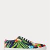 Marinblå flerfärgad herr Ralph Lauren Severn blommiga linne sneakers Marinblå flerfärgad herr Ralph Lauren Severn blommiga linne sneakers