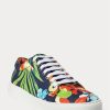 Marinblå flerfärgad herr Ralph Lauren Severn blommiga linne sneakers Marinblå flerfärgad herr Ralph Lauren Severn blommiga linne sneakers