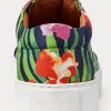 Marinblå flerfärgad herr Ralph Lauren Severn blommiga linne sneakers Marinblå flerfärgad herr Ralph Lauren Severn blommiga linne sneakers
