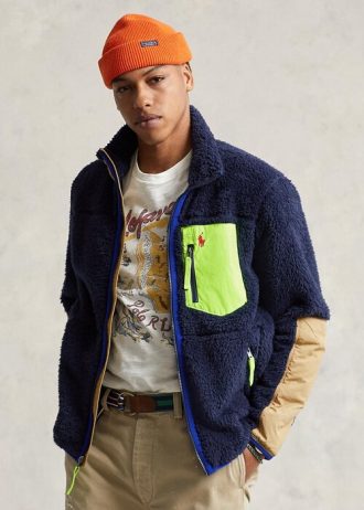 Marinblå flerfärgad Ralph Lauren vindskyddande hybridjackor för män