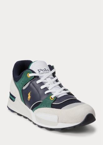 Marinblå/guld Ralph Lauren Trackster 200 Sneakers för män