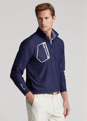 Marinblå herr Ralph Lauren GolfClassic Fit Camo Jacquard Pullover Sweatshirt