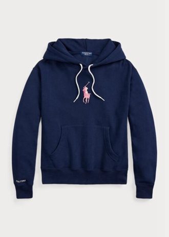 Marinblå Herr Ralph Lauren Rosa PonyPink Hoodie i fleece för ponny