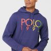 Marinblå luvtröja med Ralph Lauren logotyp för män