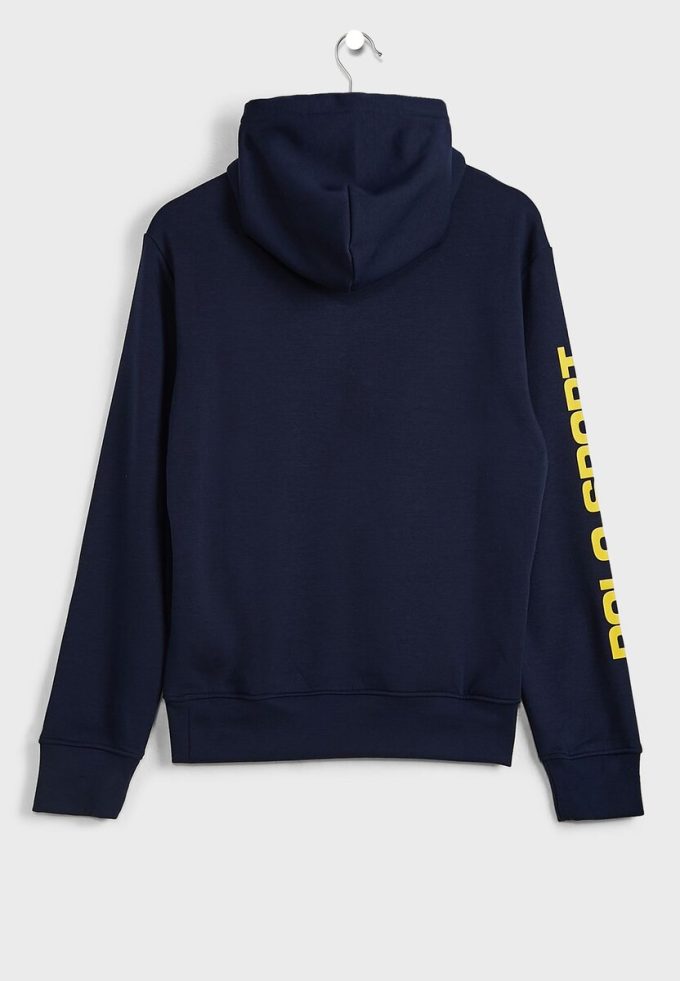 Marinblå luvtröja med Ralph Lauren logotyp för män Marinblå luvtröja med Ralph Lauren logotyp för män