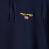Marinblå luvtröja med Ralph Lauren logotyp för män Marinblå luvtröja med Ralph Lauren logotyp för män
