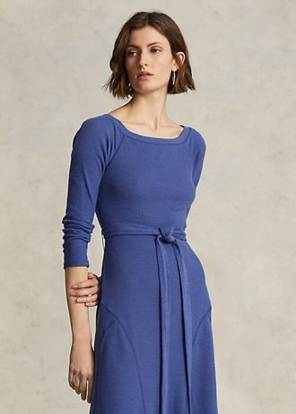 Marinblå midiklänning från Ralph Lauren bomull med båthals