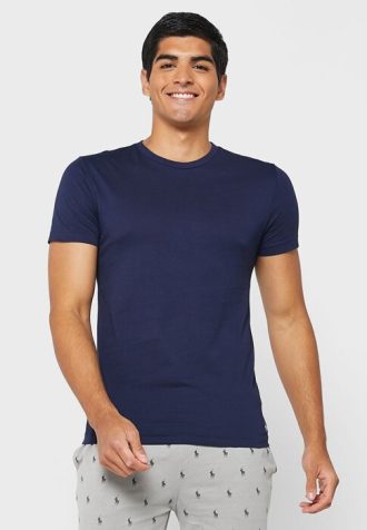 Marinblå mäns Ralph Lauren 3-pack diverse T-shirts med rund hals