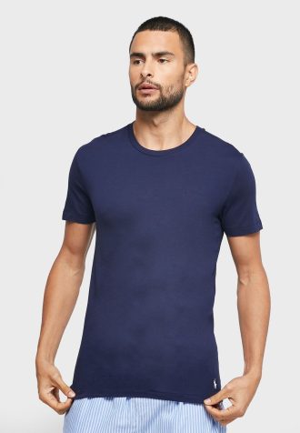 Marinblå mäns Ralph Lauren 3-pack diverse T-shirts med rund hals