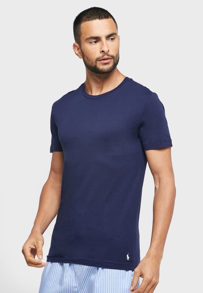 Marinblå mäns Ralph Lauren 3-pack diverse T-shirts med rund hals Marinblå mäns Ralph Lauren 3-pack diverse T-shirts med rund hals