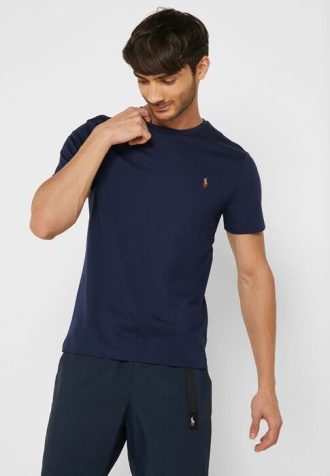 Marinblå mäns Ralph Lauren Essential T-shirts med rund hals
