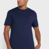 Marinblå mäns Ralph Lauren Essential T-shirts med rund hals Marinblå mäns Ralph Lauren Essential T-shirts med rund hals