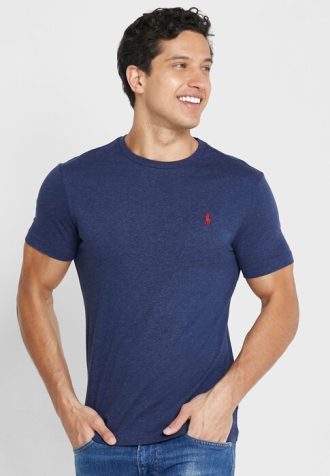 Marinblå mäns Ralph Lauren Essential T-shirts med rund hals