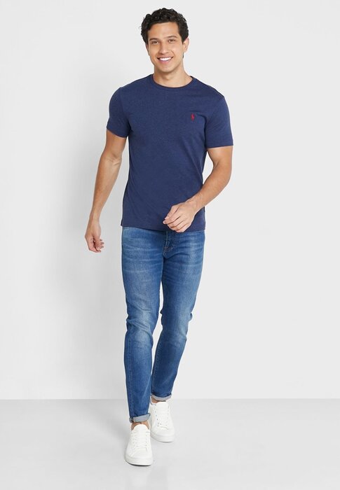 Marinblå mäns Ralph Lauren Essential T-shirts med rund hals Marinblå mäns Ralph Lauren Essential T-shirts med rund hals