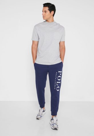 Marinblå mäns Ralph Lauren logotyp joggingbyxor