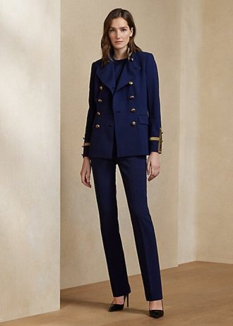 Marinblå Ralph Lauren Alandra Stretch-ullbyxor för kvinnor