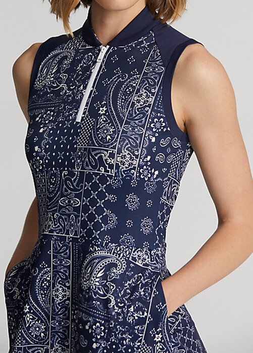 Marinblå, Ralph Lauren Bandana-tryckt jerseyklänning för kvinnor Marinblå, Ralph Lauren Bandana-tryckt jerseyklänning för kvinnor