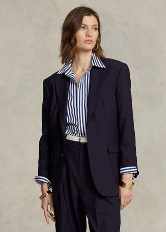 Marinblå Ralph Lauren Blazers i stretchig ullblandning för kvinnor