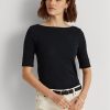 Marinblå Ralph Lauren Boatneck-tröjor i bomull Marinblå Ralph Lauren Boatneck-tröjor i bomull