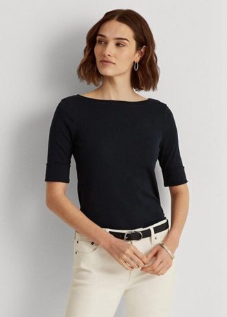 Marinblå Ralph Lauren Boatneck-tröjor i bomull