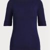 Marinblå Ralph Lauren Boatneck-tröjor i bomull Marinblå Ralph Lauren Boatneck-tröjor i bomull