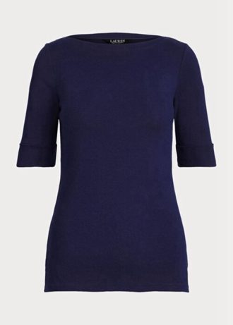 Marinblå Ralph Lauren Boatneck-tröjor i bomull