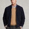 Marinblå Ralph Lauren Bomberjackor i mocka för män Marinblå Ralph Lauren Bomberjackor i mocka för män