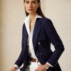 Marinblå Ralph Lauren Camden Wool Crepe-jackor för kvinnor Marinblå Ralph Lauren Camden Wool Crepe-jackor för kvinnor