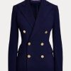 Marinblå Ralph Lauren Camden Wool Crepe-jackor för kvinnor Marinblå Ralph Lauren Camden Wool Crepe-jackor för kvinnor