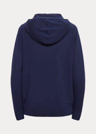 Marinblå Ralph Lauren Cashmere Hoodie Hoodie Dam