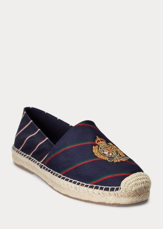 Marinblå mäns Ralph Lauren Cevio Crest randiga fritidsskor