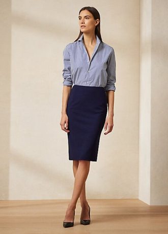 Marinblå Ralph Lauren Cindy Stretch Wool Crepe-kjolar för kvinnor