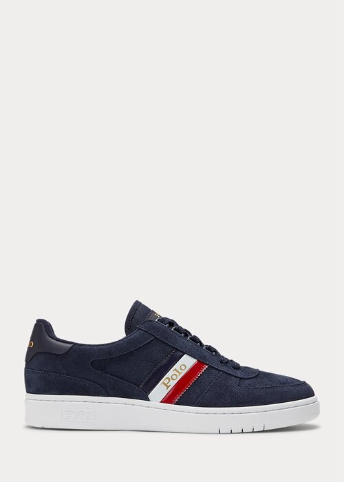 Marinblå Ralph Lauren Court Sneakers i mocka för män Marinblå Ralph Lauren Court Sneakers i mocka för män