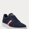 Marinblå Ralph Lauren Court Sneakers i mocka för män Marinblå Ralph Lauren Court Sneakers i mocka för män