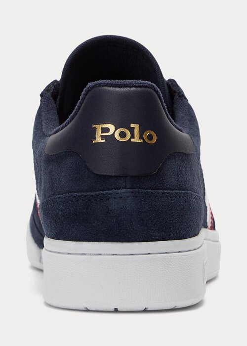 Marinblå Ralph Lauren Court Sneakers i mocka för män Marinblå Ralph Lauren Court Sneakers i mocka för män