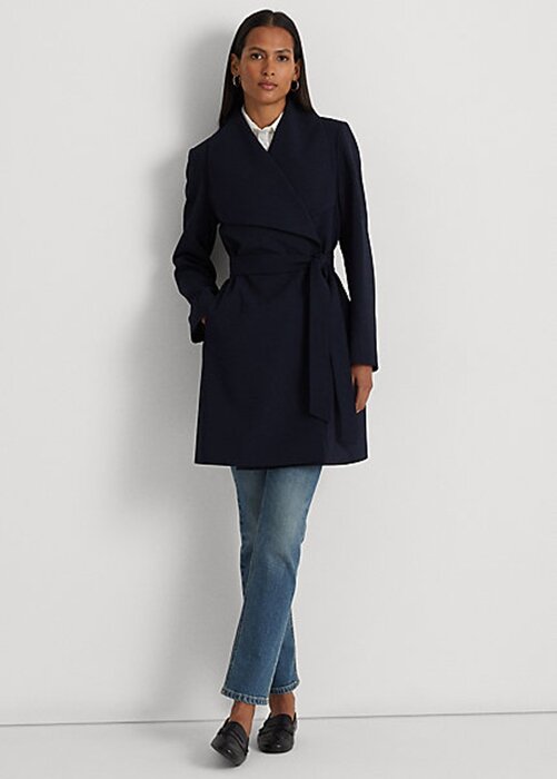 Marinblå Ralph Lauren Crepe-omslagsrockar för kvinnor Marinblå Ralph Lauren Crepe-omslagsrockar för kvinnor