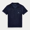 Marinblå Ralph Lauren Custom Slim Fit frottépikétröjor för män Marinblå Ralph Lauren Custom Slim Fit frottépikétröjor för män