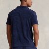Marinblå Ralph Lauren Custom Slim Fit frottépikétröjor för män Marinblå Ralph Lauren Custom Slim Fit frottépikétröjor för män