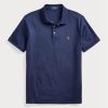 Marinblå Ralph Lauren Custom Slim Fit Pikétröjor i mjuk bomull för män Marinblå Ralph Lauren Custom Slim Fit Pikétröjor i mjuk bomull för män
