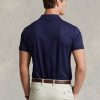 Marinblå Ralph Lauren Custom Slim Fit Pikétröjor i mjuk bomull för män Marinblå Ralph Lauren Custom Slim Fit Pikétröjor i mjuk bomull för män