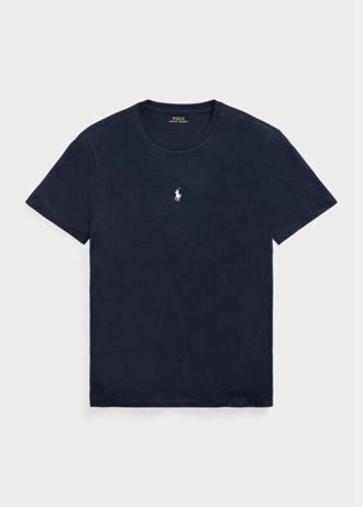 Marinblå Ralph Lauren Custom Slim Fit T-shirts med rund hals för män