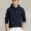 Marinblå Ralph Lauren dubbelstickad luvtröja för män Marinblå Ralph Lauren dubbelstickad luvtröja för män