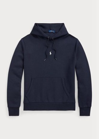 Marinblå Ralph Lauren dubbelstickad luvtröja för män