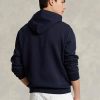 Marinblå Ralph Lauren dubbelstickad luvtröja för män Marinblå Ralph Lauren dubbelstickad luvtröja för män