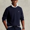 Marinblå Ralph Lauren dubbelstickad tröja för män Marinblå Ralph Lauren dubbelstickad tröja för män