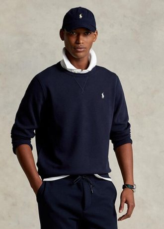 Marinblå Ralph Lauren dubbelstickad tröja för män