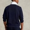 Marinblå Ralph Lauren dubbelstickad tröja för män Marinblå Ralph Lauren dubbelstickad tröja för män
